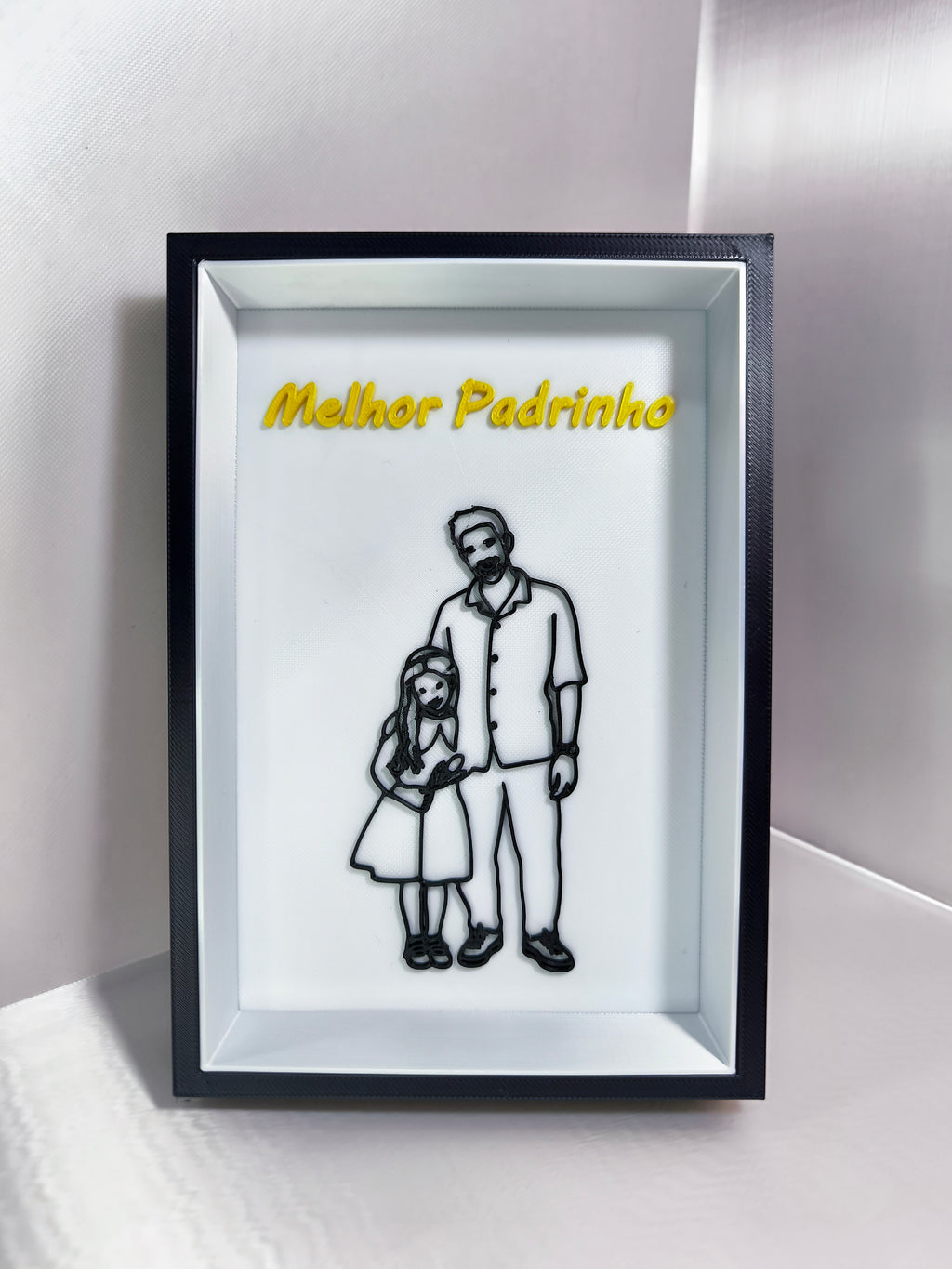Quadro Decorativo 3D Personalizável – Presente Padrinho / Madrinha / Família