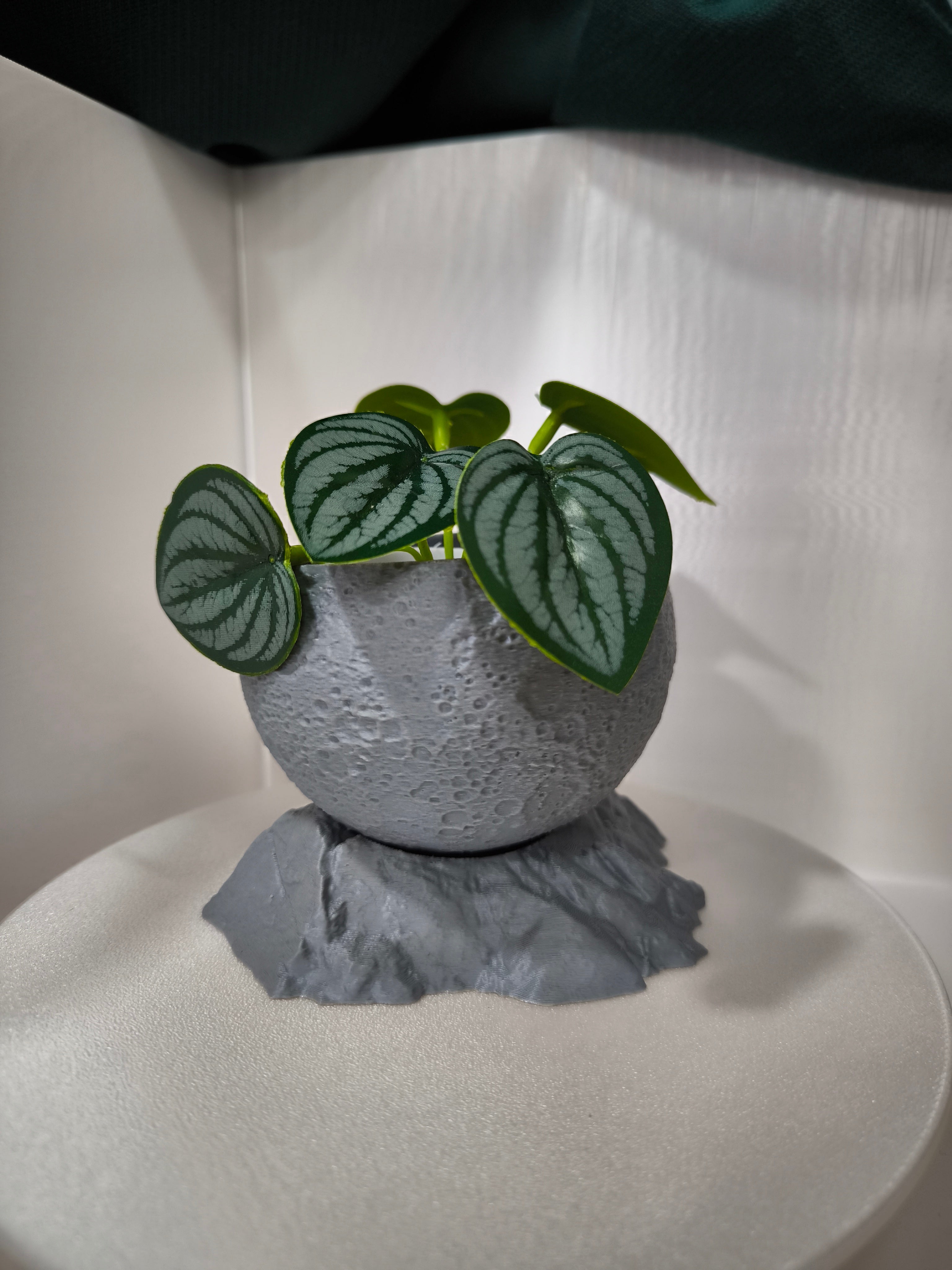 Vaso "Lua Cheia" com Base Rochosa – Leve o Cosmos para a sua Casa! 🌕🚀✨