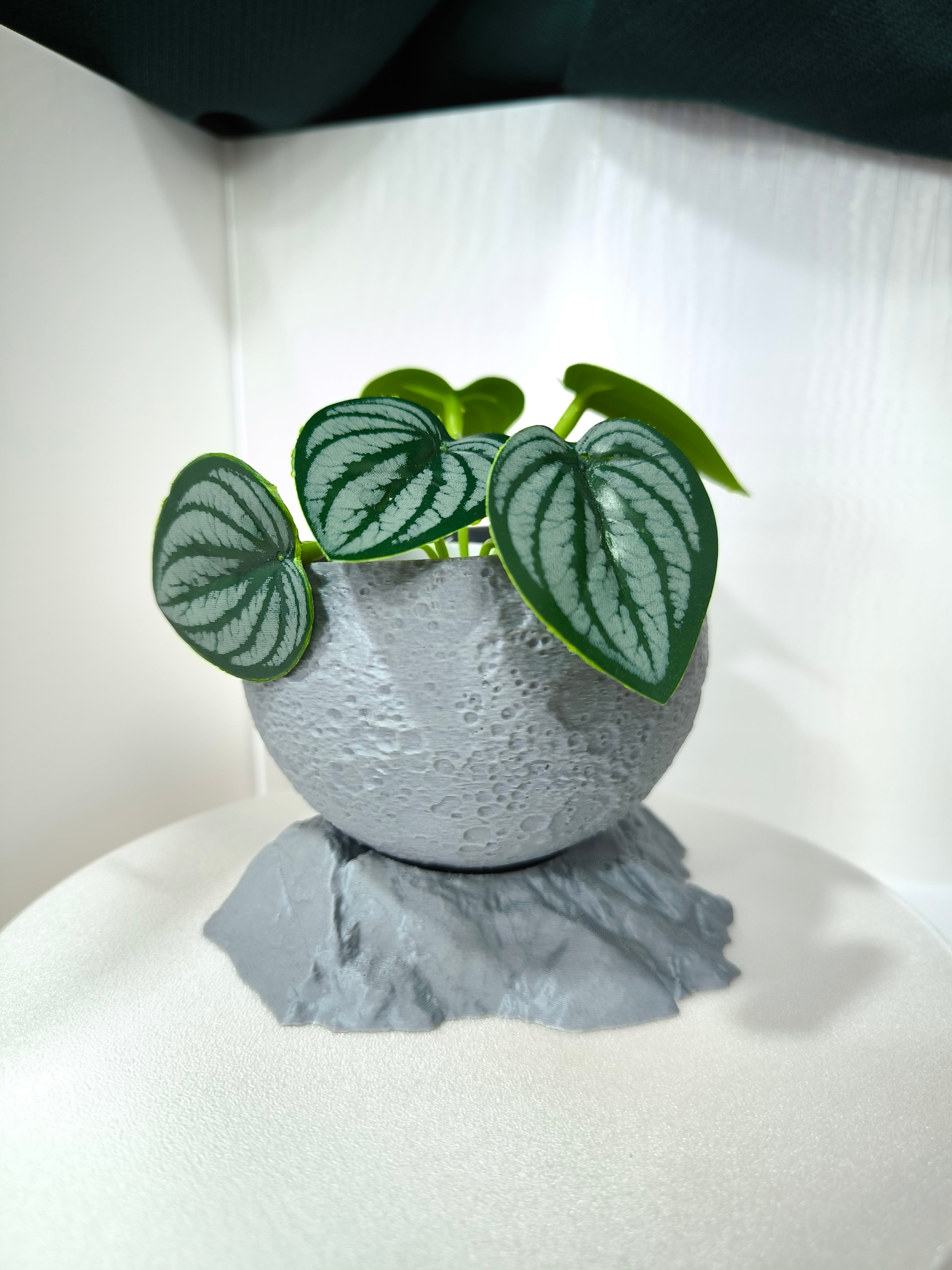 Vaso "Lua Cheia" com Base Rochosa – Leve o Cosmos para a sua Casa! 🌕🚀✨
